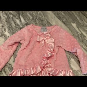 Mud Pie Pink Minky snap up cardigan 9-12 mo EEUC